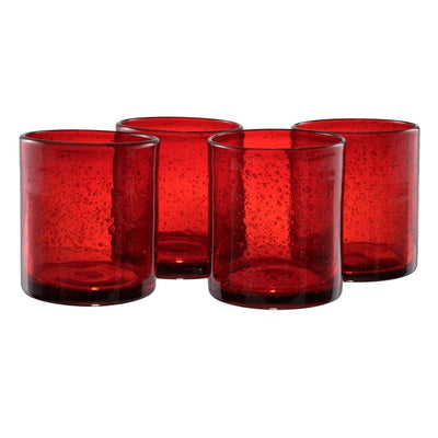 Iris 14 Oz Double Old Fashioned Glasses Set of 4 - Ruby
