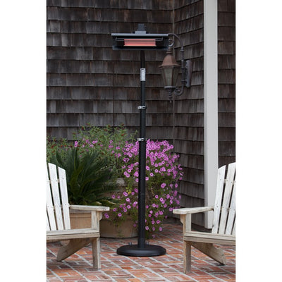 Telescoping Offset Pole-Mounted Black Steel Infrared Patio Heater