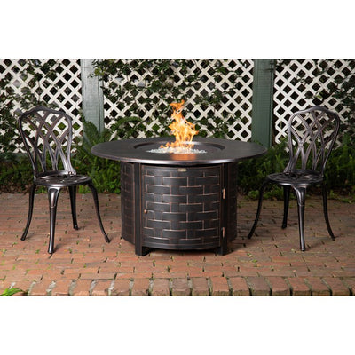Perissa Woven Round Aluminum Liquid Propane Gas Fire Pit
