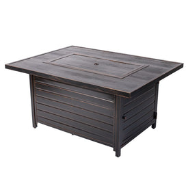 Sawyer Brushed Bronze Rectangle Aluminum Liquid Propane Gas Fire Pit