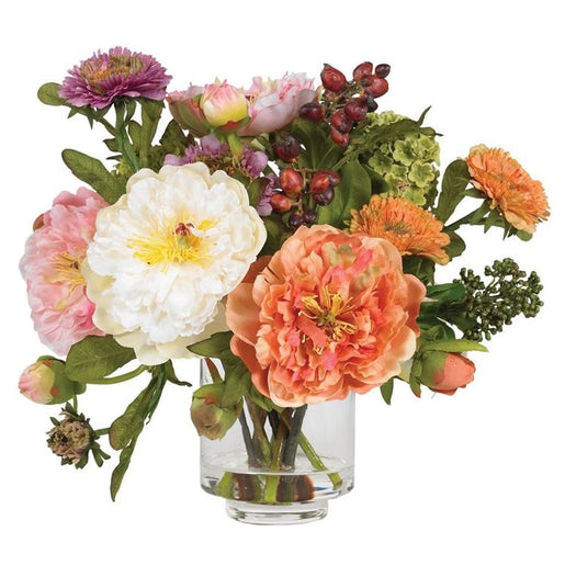 10" Faux Peony Arrangement