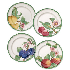 French Garden Modern Fruits Dinner Plates Assorted Set of 4