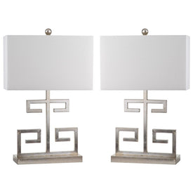 Greek Key Two-Light Table Lamps Set of 2 - Antique Silver