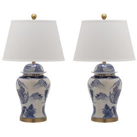Shanghai Two-Light Ginger Jar Table Lamps Set of 2 - Blue/White
