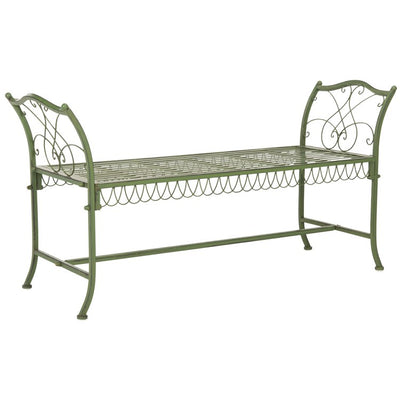 Arona Wrought Iron 51" W Outdoor Garden Bench - Antique Green
