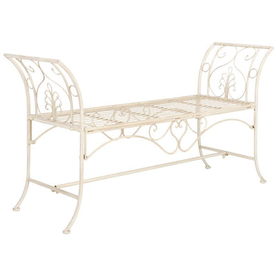 Adina Wrought Iron 51.25" W Outdoor Garden Bench - Antique White