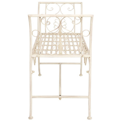Adina Wrought Iron 51.25" W Outdoor Garden Bench - Antique White