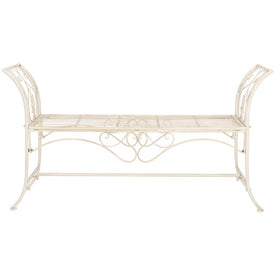 Adina Wrought Iron 51.25" W Outdoor Garden Bench - Antique White