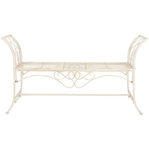 Adina Wrought Iron 51.25" W Outdoor Garden Bench - Antique White