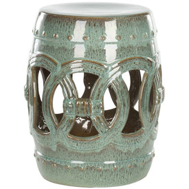 Ceramic Double Coin Stool - Antique Blue