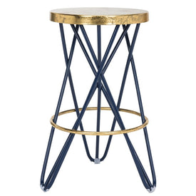 Lorna Counter Stool - Navy/Gold