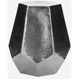 Aidan Hammered Aluminum Stool - Silver