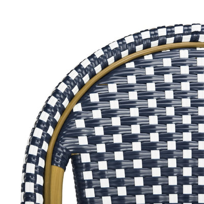 Ford Indoor/Outdoor Stacking French Bistro Bar Stool - Navy/White