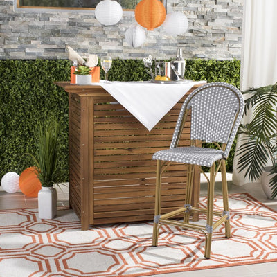 Gresley Indoor/Outdoor Stacking French Bistro Counter Stool - Gray/White