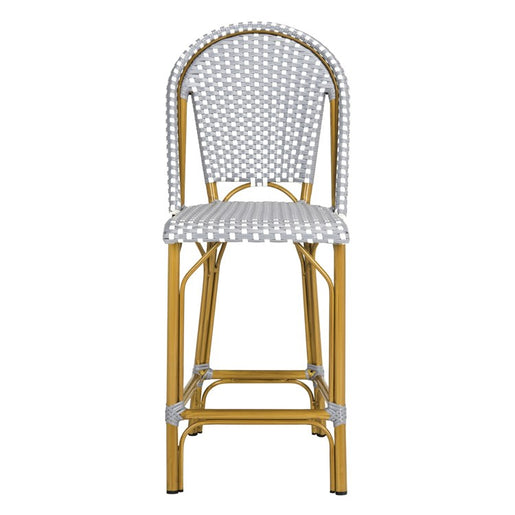 Gresley Indoor/Outdoor Stacking French Bistro Counter Stool - Gray/White