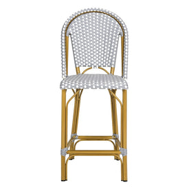 Gresley Indoor/Outdoor Stacking French Bistro Counter Stool - Gray/White