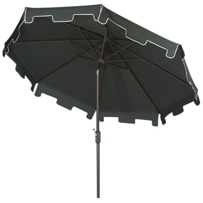 UV-Resistant Zimmerman 9 Ft Crank Market Push Button Tilt Umbrella with Flap - Dark Green