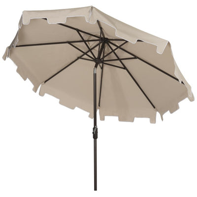 UV-Resistant Zimmerman 9 Ft Crank Market Push Button Tilt Umbrella with Flap - Beige