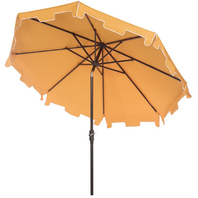 UV-Resistant Zimmerman 9 Ft Crank Market Push Button Tilt Umbrella with Flap - Yellow/White