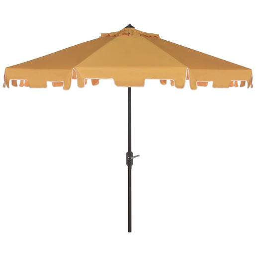 UV-Resistant Zimmerman 9 Ft Crank Market Push Button Tilt Umbrella with Flap - Yellow/White