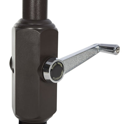 UV-Resistant Zimmerman 9 Ft Crank Market Push Button Tilt Umbrella with Flap - Black/White