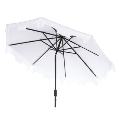 UV-Resistant Zimmerman 9 Ft Crank Market Push Button Tilt Umbrella with Flap - White