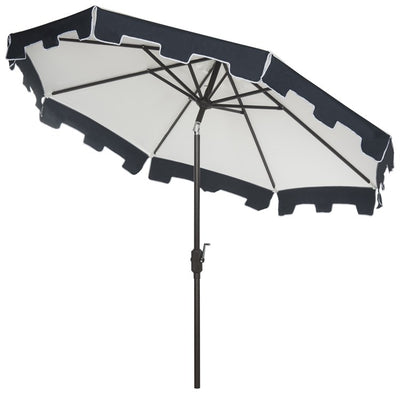 UV-Resistant City Fashion 9 Ft Auto Tilt Umbrella - Beige/Navy