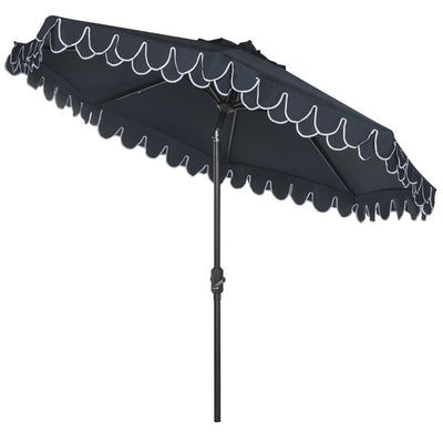 UV-Resistant Elegant Valance 9 Ft Auto Tilt Umbrella - Navy/White