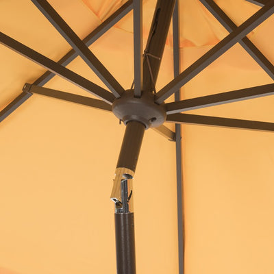 UV-Resistant Elegant Valance 9 Ft Auto Tilt Umbrella - Yellow with White