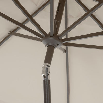 UV-Resistant Elegant Valance 9 Ft Auto Tilt Umbrella - Beige/White