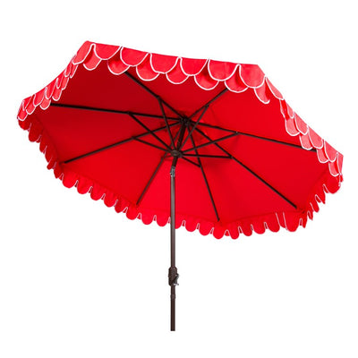 Elegant Valance 9 Ft Auto Tilt Umbrella - Red/White