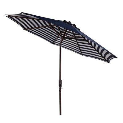 Athens Inside Out Striped 9 Ft Crank Outdoor Auto Tilt Umbrella - Navy/White