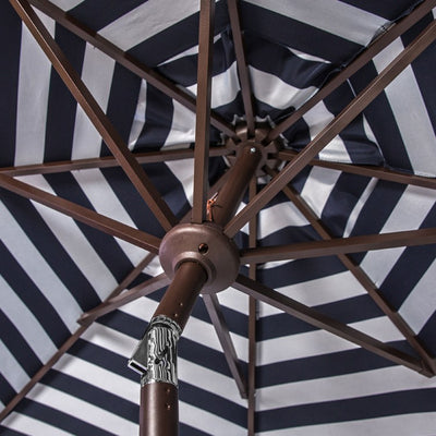 Athens Inside Out Striped 9 Ft Crank Outdoor Auto Tilt Umbrella - Navy/White