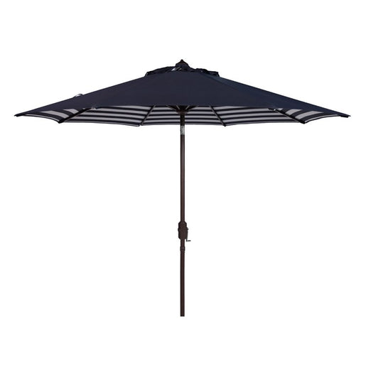 Athens Inside Out Striped 9 Ft Crank Outdoor Auto Tilt Umbrella - Navy/White