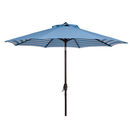 Athens Inside Out Striped 9 Ft Crank Outdoor Auto Tilt Umbrella - Blue/White