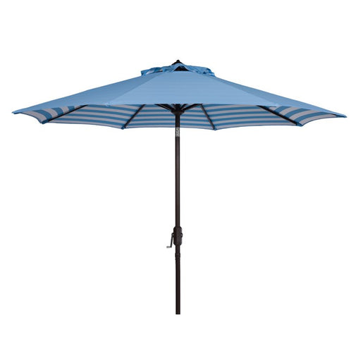 Athens Inside Out Striped 9 Ft Crank Outdoor Auto Tilt Umbrella - Blue/White