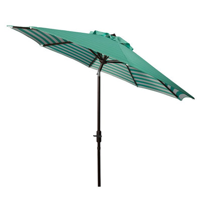 Athens Inside Out Striped 9 Ft Crank Outdoor Auto Tilt Umbrella - Dark Green/White