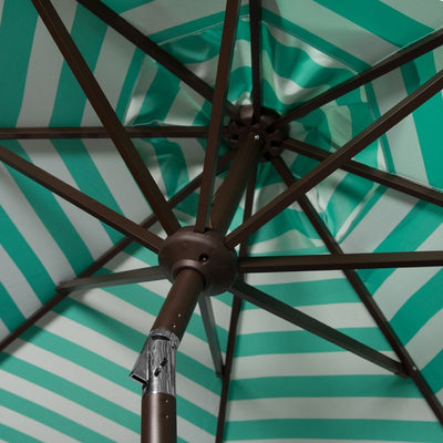 Athens Inside Out Striped 9 Ft Crank Outdoor Auto Tilt Umbrella - Dark Green/White