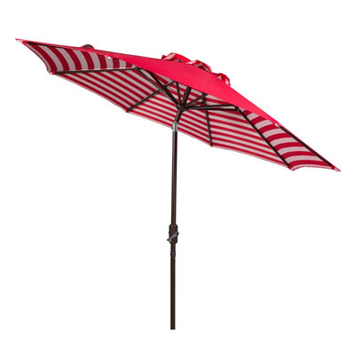 Athens Inside Out Striped 9 Ft Crank Outdoor Auto Tilt Umbrella - Red/White