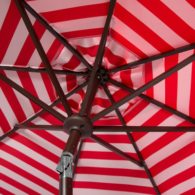 Athens Inside Out Striped 9 Ft Crank Outdoor Auto Tilt Umbrella - Red/White