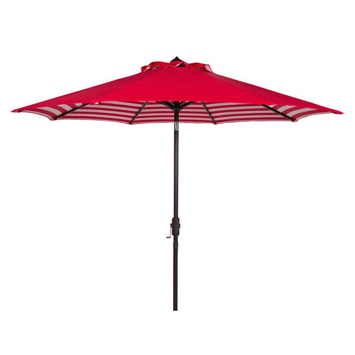 Athens Inside Out Striped 9 Ft Crank Outdoor Auto Tilt Umbrella - Red/White