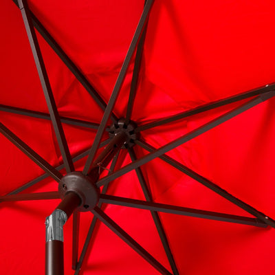 Milan Fringe 9 Ft Crank Outdoor Push Button Tilt Umbrella - Red/White