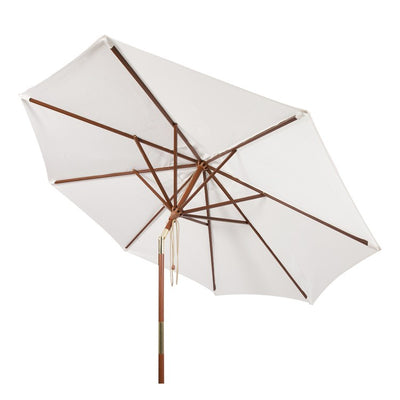 Cannes 9 Ft Wooden Outdoor Umbrella - White