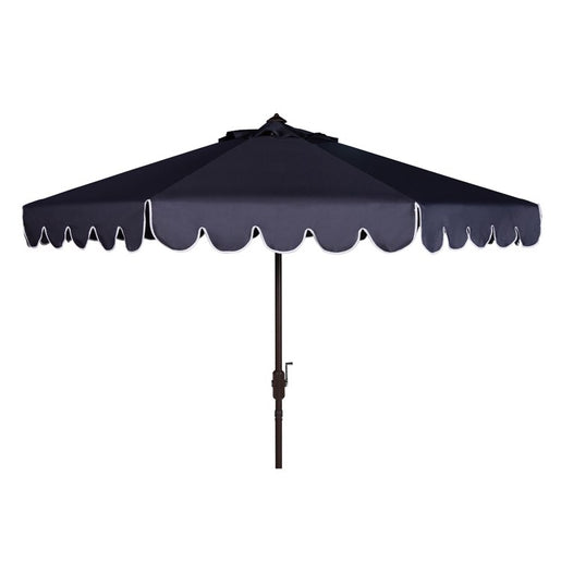 Venice Single Scallop 9 Ft Crank Outdoor Auto Tilt Umbrella - Navy/White