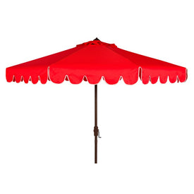 Venice Single Scallop 9 Ft Crank Outdoor Auto Tilt Umbrella - Red/White