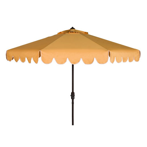Venice Single Scallop 9 Ft Crank Outdoor Auto Tilt Umbrella - Yellow with White