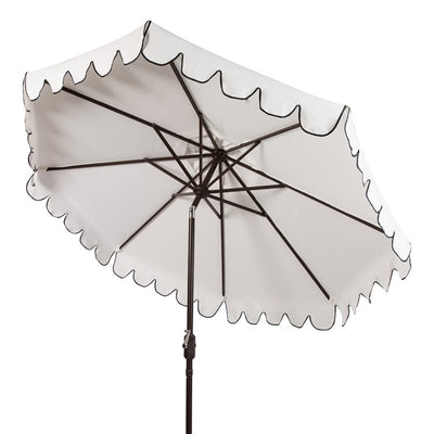 Venice Single Scallop 9 Ft Crank Outdoor Auto Tilt Umbrella - White/Black