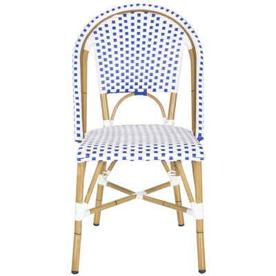 Salcha Indoor/Outdoor French Bistro Stacking Side Chairs Set of 2 - Blue/White/Light Brown