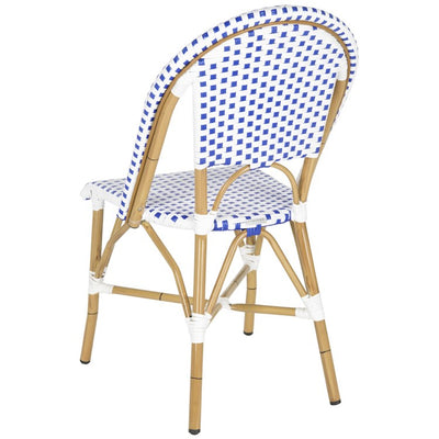 Salcha Indoor/Outdoor French Bistro Stacking Side Chairs Set of 2 - Blue/White/Light Brown