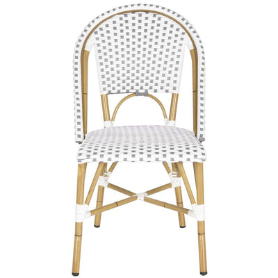 Salcha Indoor/Outdoor French Bistro Stacking Side Chairs Set of 2 - Gray/White/Light Brown